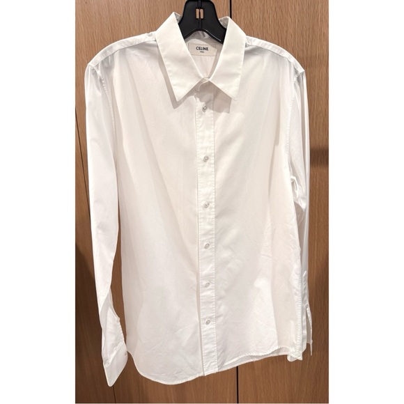 CELINE MEN’S 2024 LOOSE SHIRT IN COTTON POPLIN WHITE SIZE 38 - Picture 4 of 12